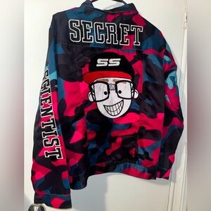 SECRET SCIENTIST NWOT Pink Blue Black Camouflage Longsleeve Buttondown Jacket XS